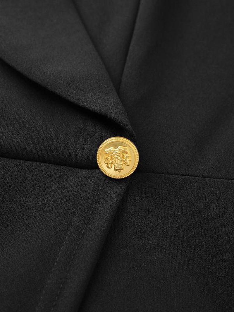 YOZY Women'S Solid Button Shawl Collar Romper, Elegant Asymmetrical Long Sleeve Zipper Romper for Work Office Business, Ladies Clothes, Valentine'S Day Gift for Girl