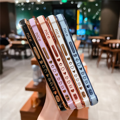 Shimmering Love Electroplated Phone Case - Premium Soft Shell with Four-corner Guard for IPhone 15/14 Pro Max/13/12/11/X/XS/XS Max/14plus/15plus/13mini/12mini