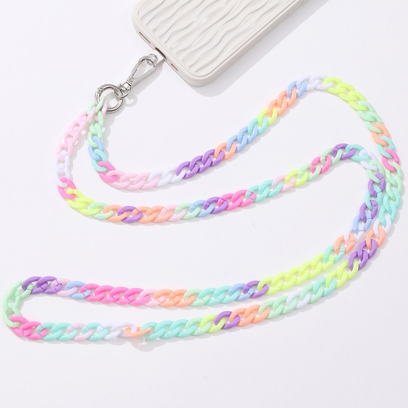 1pc Color Acrylic Cross-body 120cm/ 47.24inch Chain Phone Case Jewelry Pendant Shoulder Strap Chain