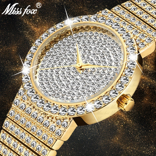 Luxury Rhinestone Quartz Watch Ladies Starry Water Resist Analog Party Dress Watch Gift For Mom/Her