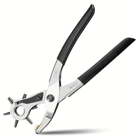 Leather Hole Punch Tool for Belts, Watch Bands, Handbag Straps | Heavy Duty Rotary Puncher, Stainless Steel, Manual Operation, Multiple Diameters: 4.5/4/3.5/3/2.5/2mm