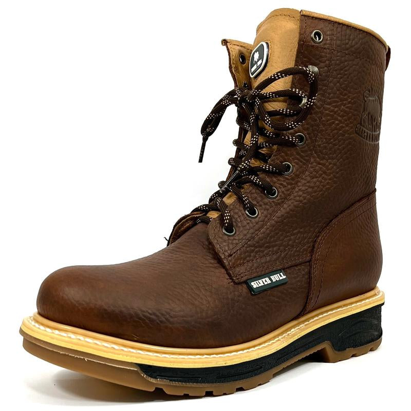 Industrial Moc Toe Work Boots, Oil Slip Resistant, 8-Inch, Good Year Welt Construction, Leather Footwear