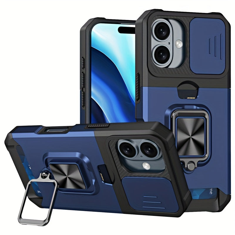 Heavy-Duty Shockproof Phone Case with a Metal Stand And Card Slot, Compatible with for iphone 17 Pro Max, 16 Pro Max, 15 Pro Max, And 14 Pro Max.