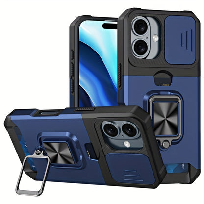 Heavy-Duty Shockproof Phone Case with a Metal Stand And Card Slot, Compatible with for iphone 17 Pro Max, 16 Pro Max, 15 Pro Max, And 14 Pro Max.