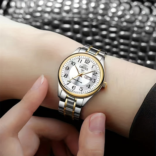 Fashionable Luminous Ladies Quartz Watch - Stylish Textured Dial with Calendar & Date - Waterproof Analog Wristwatch for Daily Wear & Travel Adventures