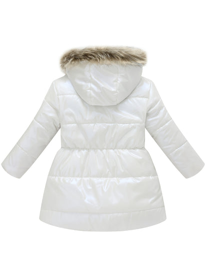 Children's Winter New Style Thickened Glossy Hooded Jacket for Boys and Girls, Mid-Length