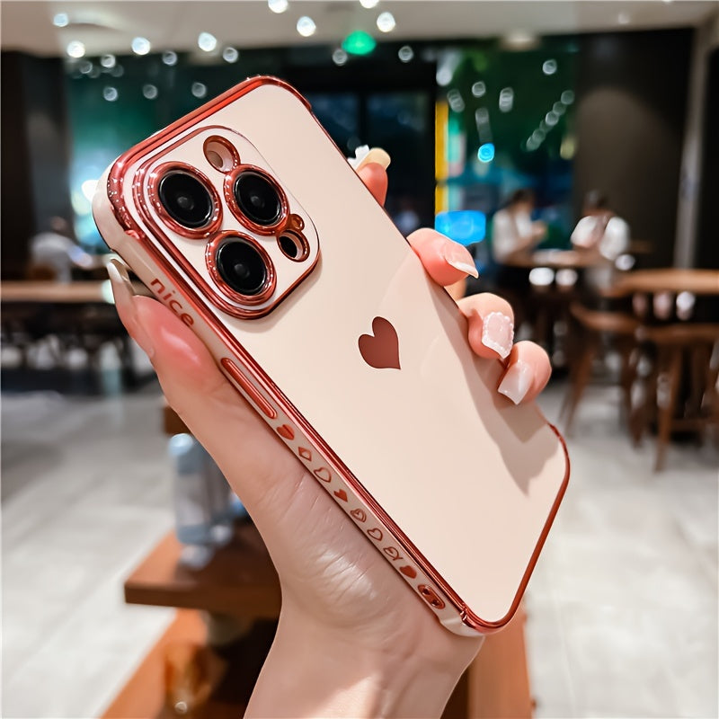 Shimmering Love Electroplated Phone Case - Premium Soft Shell with Four-corner Guard for IPhone 15/14 Pro Max/13/12/11/X/XS/XS Max/14plus/15plus/13mini/12mini