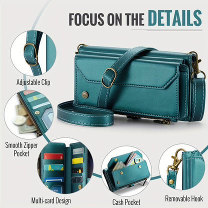 New Wallet Phone Case Wrist Shoulder Strap Lanyard Flip Magnetic Clasp Card Holder Kickstand Women Small Crossbody Handbag For Samsung Galaxy Note10+ 20 S24 S23 S22 S21 S20 S10 Plus Ultra FE Coin Purse A01 A04 A12 A13 A14 A22
