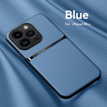 Litchi Pattern PU Leather Phone Case For Iphone15promax With Built-in Magnetic Suction 14 Promax Luxury Style 11 PU Leather 13 Promax Full Package Fall Protection Case