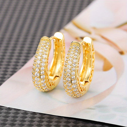 READKISS Elegant 18K Golden Plated Hoop Earrings with Micro Pave Synthetic Zirconia for Women – Sparkling Bridal & Fashion Jewelry for Weddings, Parties, and Casual Attire