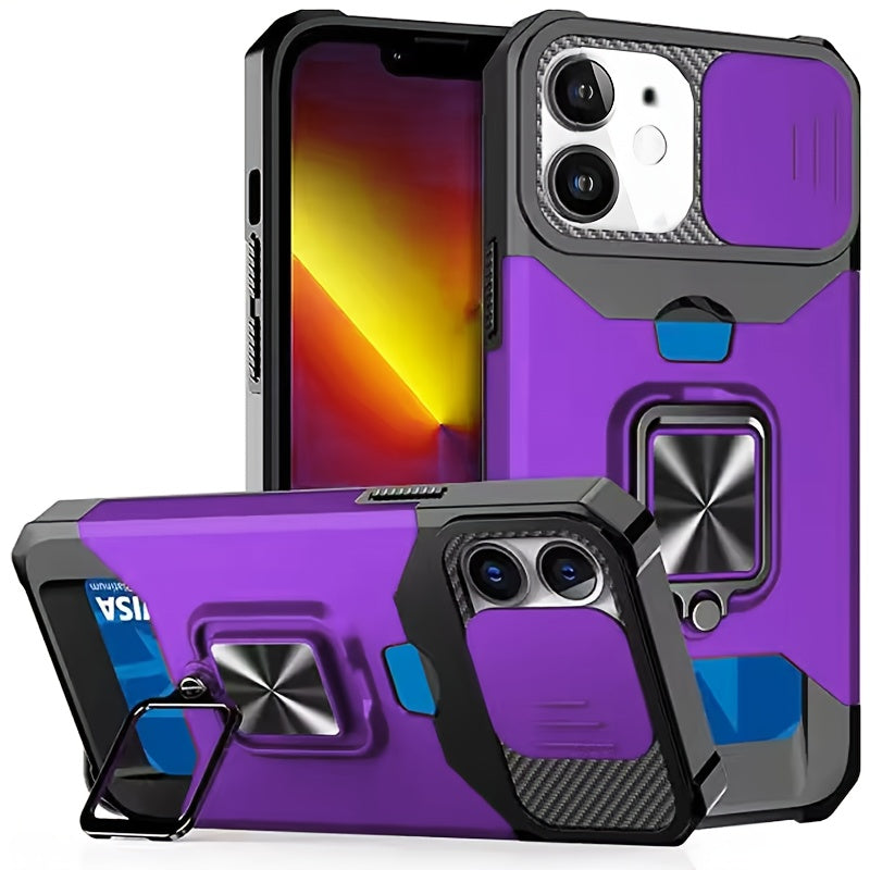 Heavy-Duty Shockproof Phone Case with a Metal Stand And Card Slot, Compatible with for iphone 17 Pro Max, 16 Pro Max, 15 Pro Max, And 14 Pro Max.