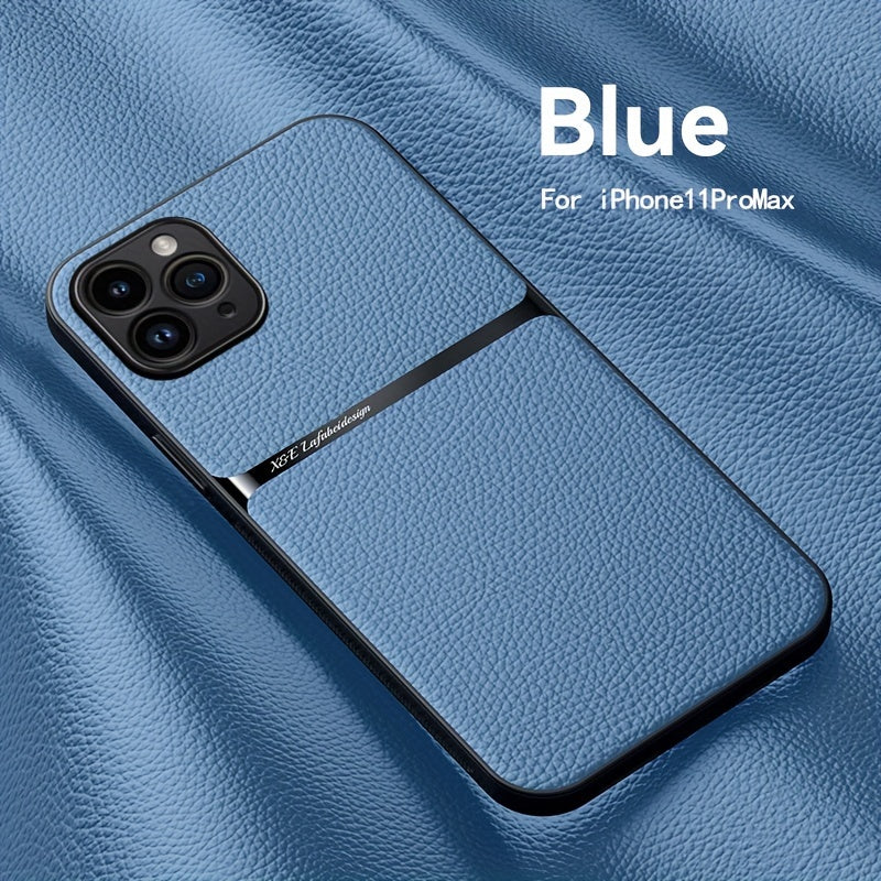 Litchi Pattern PU Leather Phone Case For Iphone15promax With Built-in Magnetic Suction 14 Promax Luxury Style 11 PU Leather 13 Promax Full Package Fall Protection Case