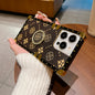 Flower Faux Leather Pattern Belt Ring Holder Can Rotate 360° Four Corners Reinforced Full Package Anti-fall Wear-resistant Simple Retro Personality New TPU Mobile Phone Case Suitable for 11/11pro/11promax/12/12pro/12promax/1