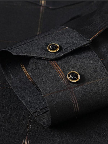 Men'S All over Print Long Sleeve Dress Shirt, Regular Fit Casual Business Collared Button Shirt for Work Office, Fashion Men'S Clothes for All Seasons, Button Decor Shirts