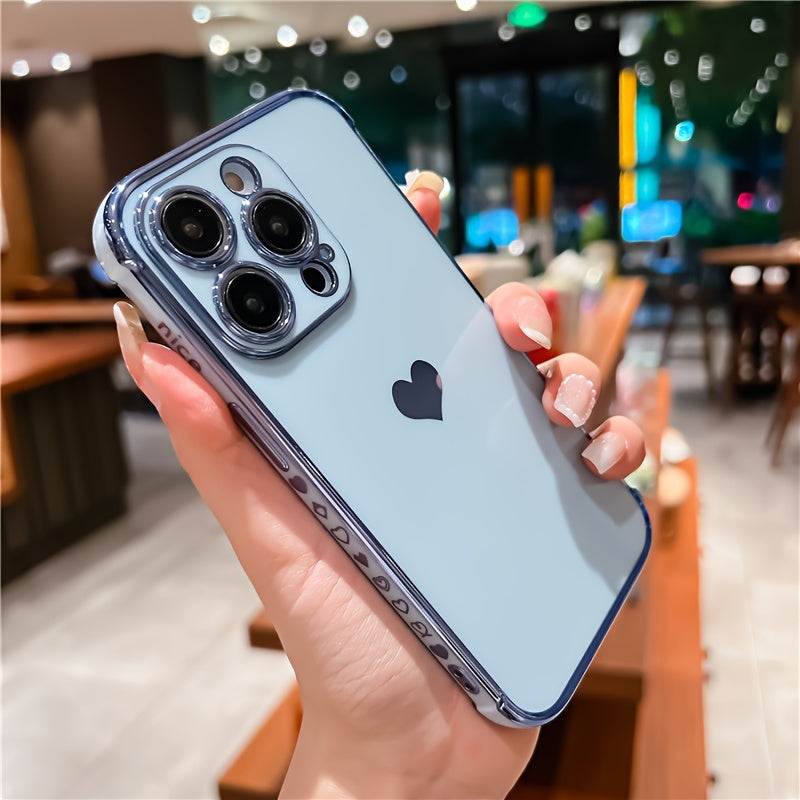 Shimmering Love Electroplated Phone Case - Premium Soft Shell with Four-corner Guard for IPhone 15/14 Pro Max/13/12/11/X/XS/XS Max/14plus/15plus/13mini/12mini