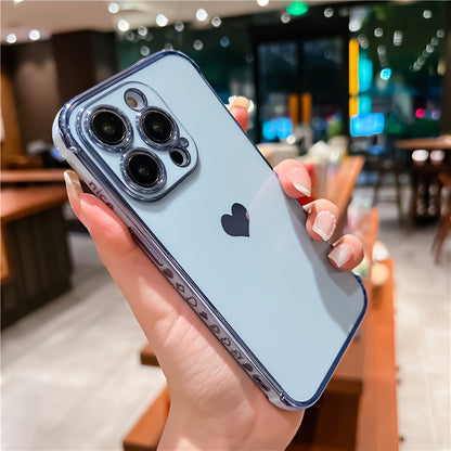 Shimmering Love Electroplated Phone Case - Premium Soft Shell with Four-corner Guard for IPhone 15/14 Pro Max/13/12/11/X/XS/XS Max/14plus/15plus/13mini/12mini