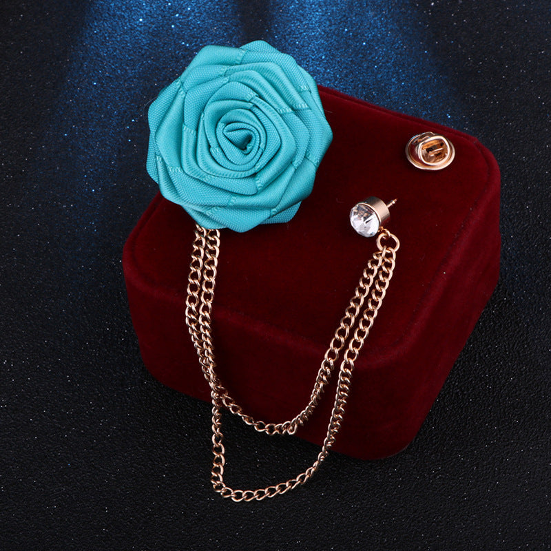 Men's Wedding Ceremony Groom Brooch - Handmade Rose Chain Brooch - For Grooms - Perfect for Wedding Occasions - Ideal Gift for Weddings & Anniversaries
