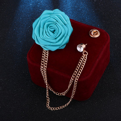 Men's Wedding Ceremony Groom Brooch - Handmade Rose Chain Brooch - For Grooms - Perfect for Wedding Occasions - Ideal Gift for Weddings & Anniversaries