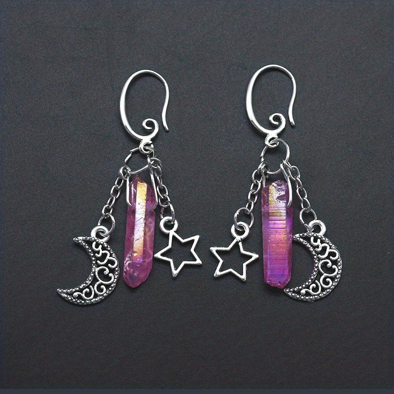 Gothic Style Moon Pendant Dangle Earrings Witch Jewelry Halloween Accessories Earrings Hook Earrings
