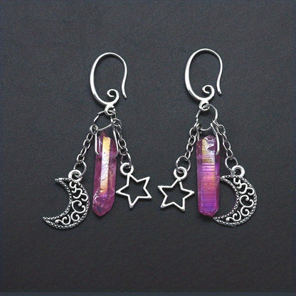 Gothic Style Moon Pendant Dangle Earrings Witch Jewelry Halloween Accessories Earrings Hook Earrings