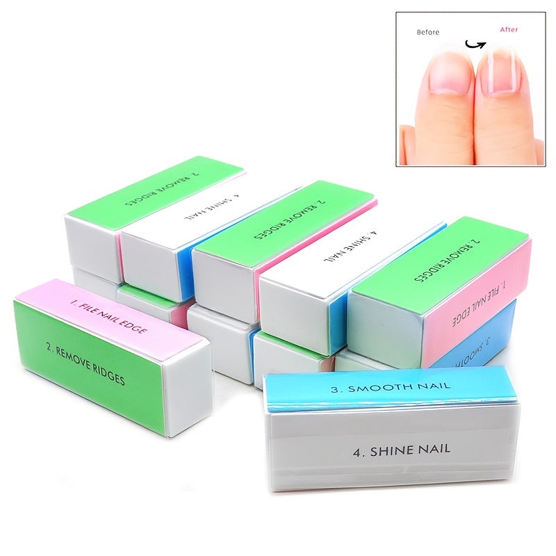 5pcs Colorful 4-Sided Sponge Nail Polish Buffers Multifunctional Professional Sandpaper Nail File Edge Grinder Nail Care Tools