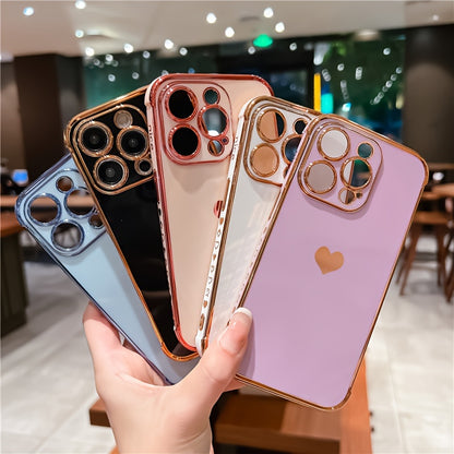 Shimmering Love Electroplated Phone Case - Premium Soft Shell with Four-corner Guard for IPhone 15/14 Pro Max/13/12/11/X/XS/XS Max/14plus/15plus/13mini/12mini