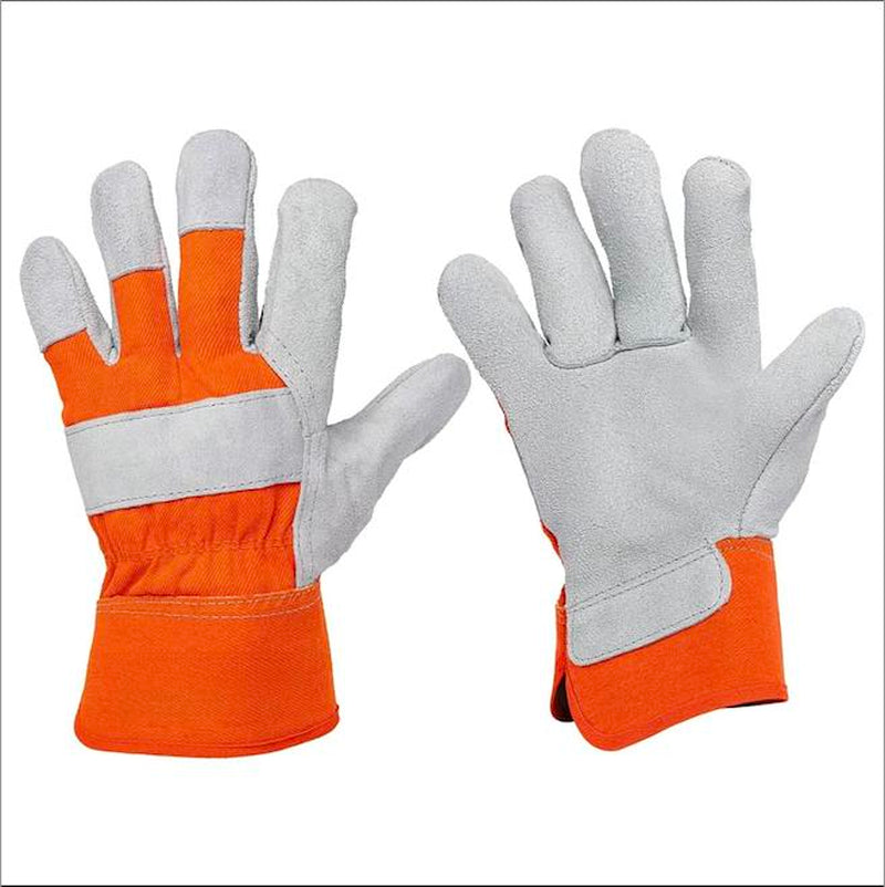 Leather Work Gloves for Men - Heavy Duty Premium Split Cowhide Leather Palm Working Gloves for Construction, Equipment Operation, Demolition, Landscaping, & DIY Projects