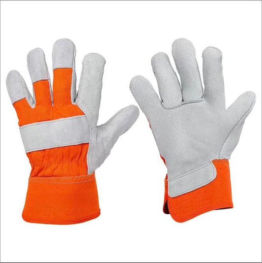 Leather Work Gloves for Men - Heavy Duty Premium Split Cowhide Leather Palm Working Gloves for Construction, Equipment Operation, Demolition, Landscaping, & DIY Projects