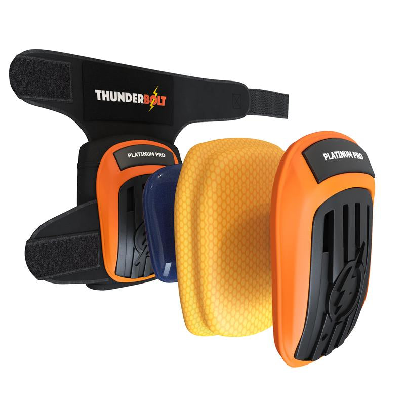 THUNDERBOLT Professional Knee Pads for Work, Construction, Flooring, Gardening, Cleaning, with Double Gel Studson Hardhat