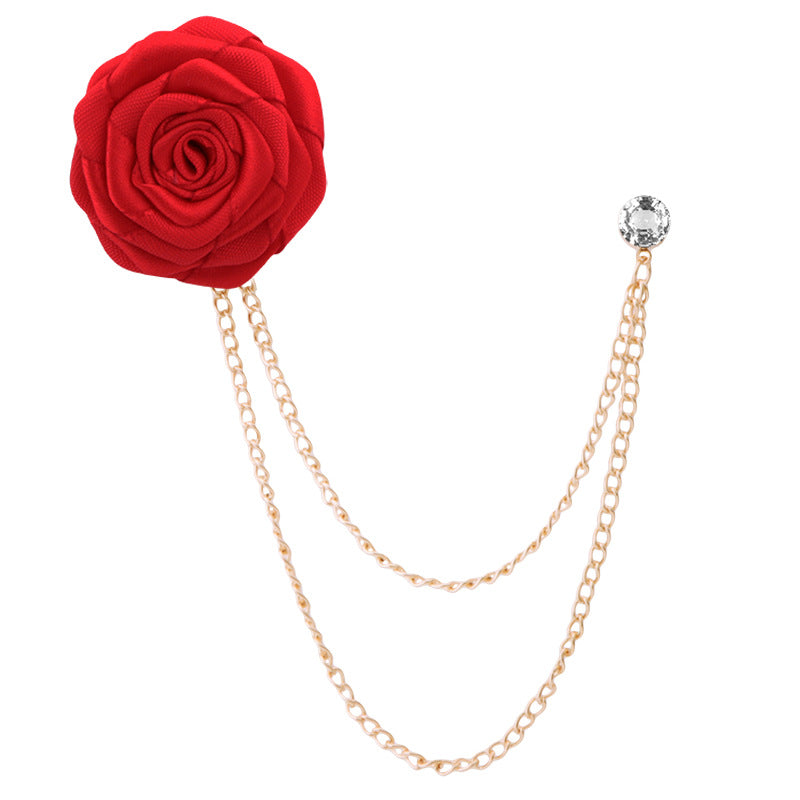 Men's Wedding Ceremony Groom Brooch - Handmade Rose Chain Brooch - For Grooms - Perfect for Wedding Occasions - Ideal Gift for Weddings & Anniversaries