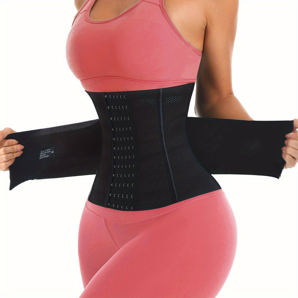 1pc Breathable Polyester Waist Cincher for Women - Medium Control Posture Improvement Shapewear with Adjustable Closure, Knit Fabric Weave, Hand Washable - 1pc