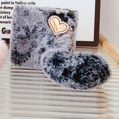 For Samsung Plush Love Pendant Folding Anti-Drop Protective Case Phone Case