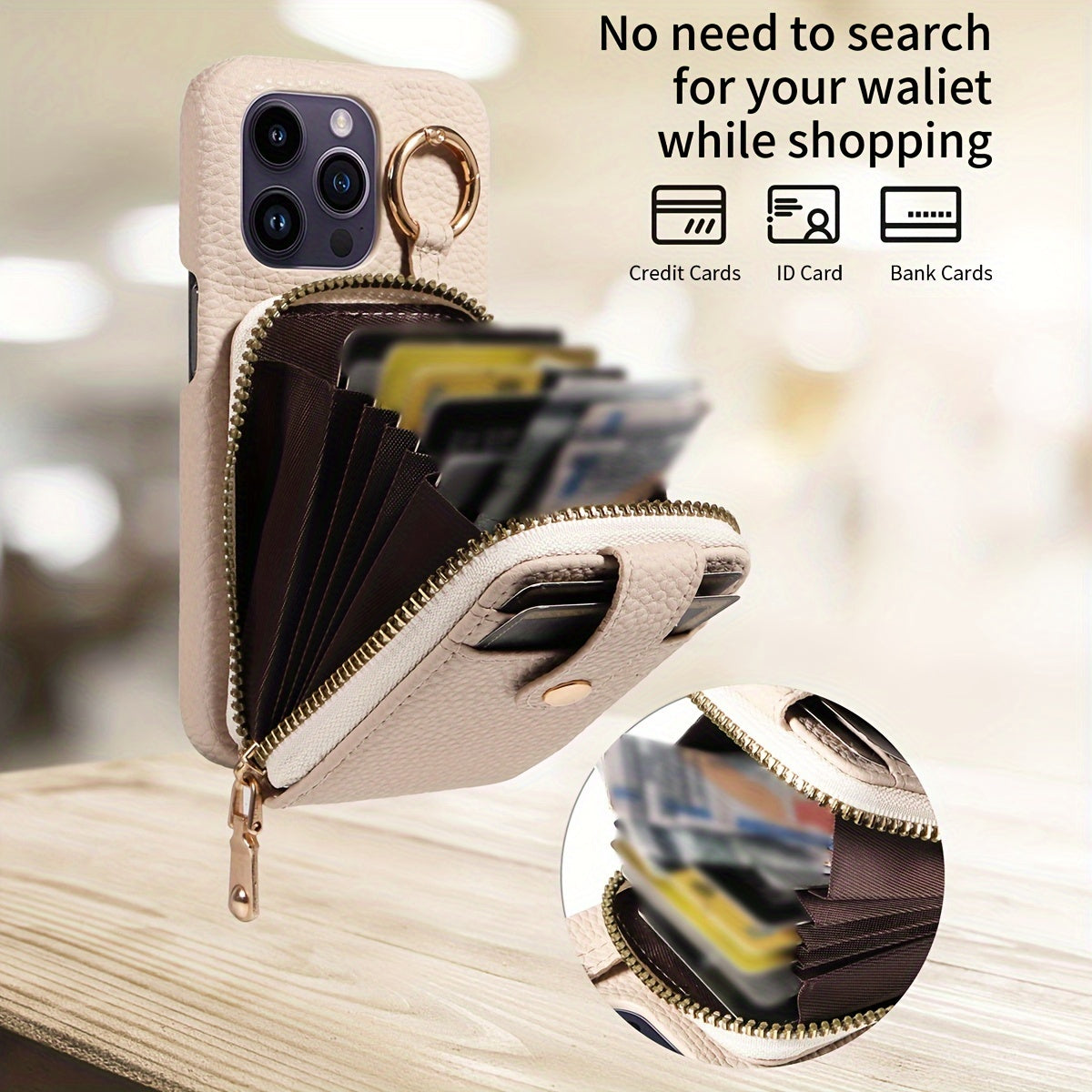 Phone Case Cover Anti-Fall Card Holder Crossbody Bag, For IPhone 15/15Plus/15Pro/15ProMax, IPhone 14/14Plus/14Pro/14ProMax, With Hook, With Long Lanyard Multifunctional Zipper Card Storage Leather Phone Case Cover