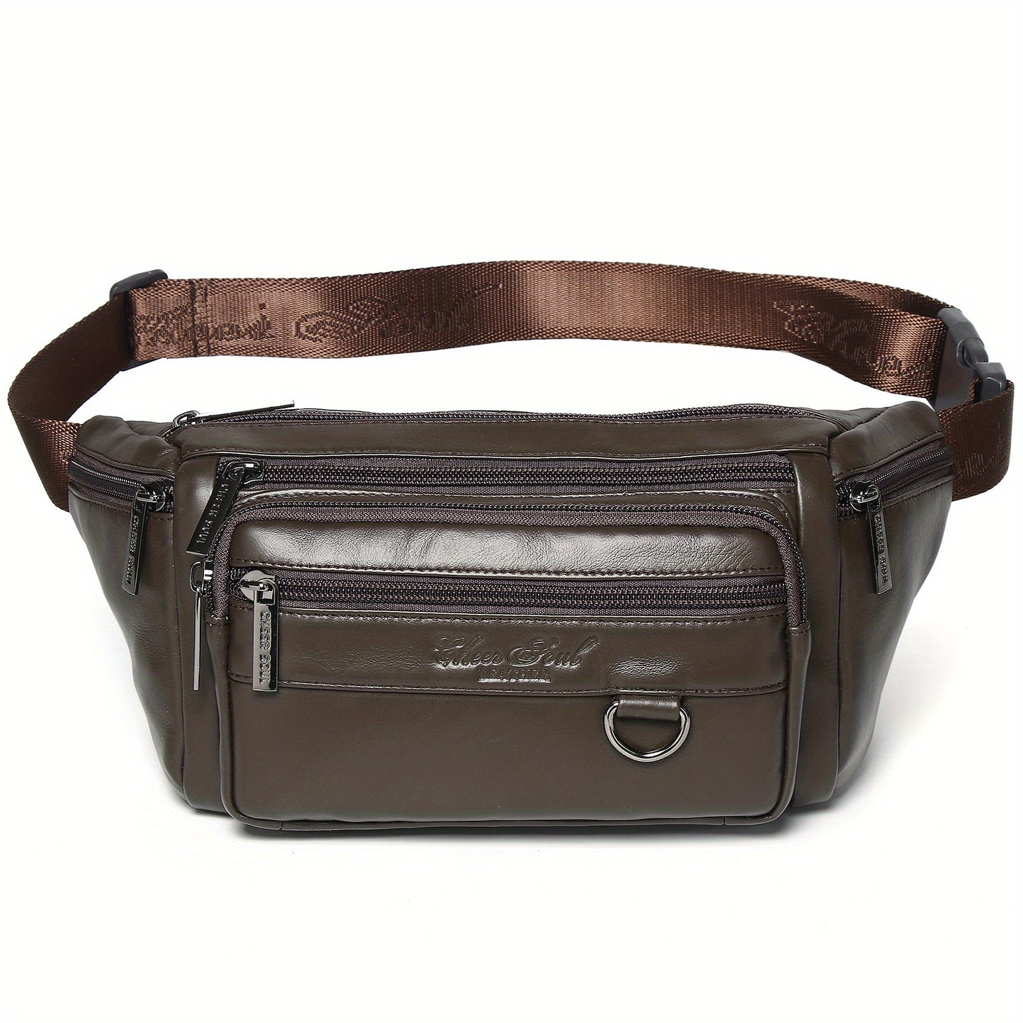 Genuine Leather Men's Waist Bag/Women's Multifunctional Hip Bag/Stylish Multi-Pocket Travel Sports Backpack for Hiking, Cycling, Fishing, And Running