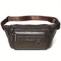 Genuine Leather Men's Waist Bag/Women's Multifunctional Hip Bag/Stylish Multi-Pocket Travel Sports Backpack for Hiking, Cycling, Fishing, And Running