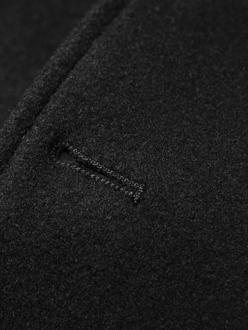 Men'S Solid Color Woolen Coat, Regular Fit Elegant Style Casual Cozy Long Sleeve Button Front Outerwear for Fall & Winter, Men'S Clothes for Daily Wear, Work Office Jacket