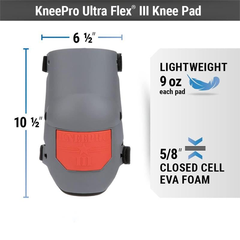 Ultra Flex III Kneepro Knee Pads for Construction, Gardening, Roofing, Work, Flooring - Pro Protection & Comfort for Men & Women Safety