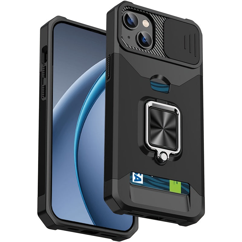 Heavy-Duty Shockproof Phone Case with a Metal Stand And Card Slot, Compatible with for iphone 17 Pro Max, 16 Pro Max, 15 Pro Max, And 14 Pro Max.