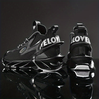 Men's Blade Type Shoes, Breathable Shock Absorption High Top Running Shoes Lightweight Non-Slip Shoes For Jogging Tennis Gym, Casual Walking Sneakers, Athletic Shoes, Men's Shoes