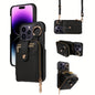 Phone Case Cover Anti-Fall Card Holder Crossbody Bag, For IPhone 15/15Plus/15Pro/15ProMax, IPhone 14/14Plus/14Pro/14ProMax, With Hook, With Long Lanyard Multifunctional Zipper Card Storage Leather Phone Case Cover