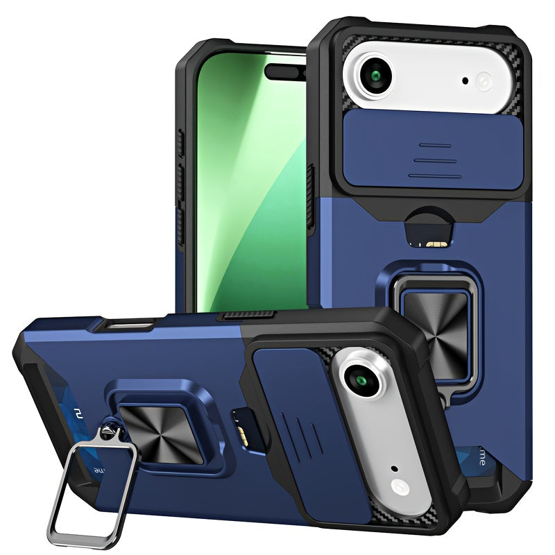 Heavy-Duty Shockproof Phone Case with a Metal Stand And Card Slot, Compatible with for iphone 17 Pro Max, 16 Pro Max, 15 Pro Max, And 14 Pro Max.