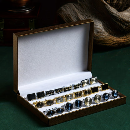 12 Pairs Exquisite Wedding Cufflinks Collection - Multiple Styles, Creative Jewelry Designs, Gift Box Packaging, Ideal for Groomsmen, Father of the Bride, and Wedding Party