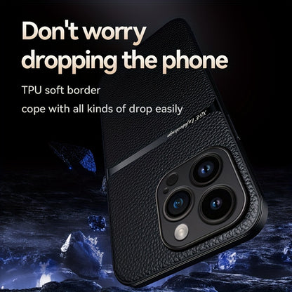 Litchi Pattern PU Leather Phone Case For Iphone15promax With Built-in Magnetic Suction 14 Promax Luxury Style 11 PU Leather 13 Promax Full Package Fall Protection Case