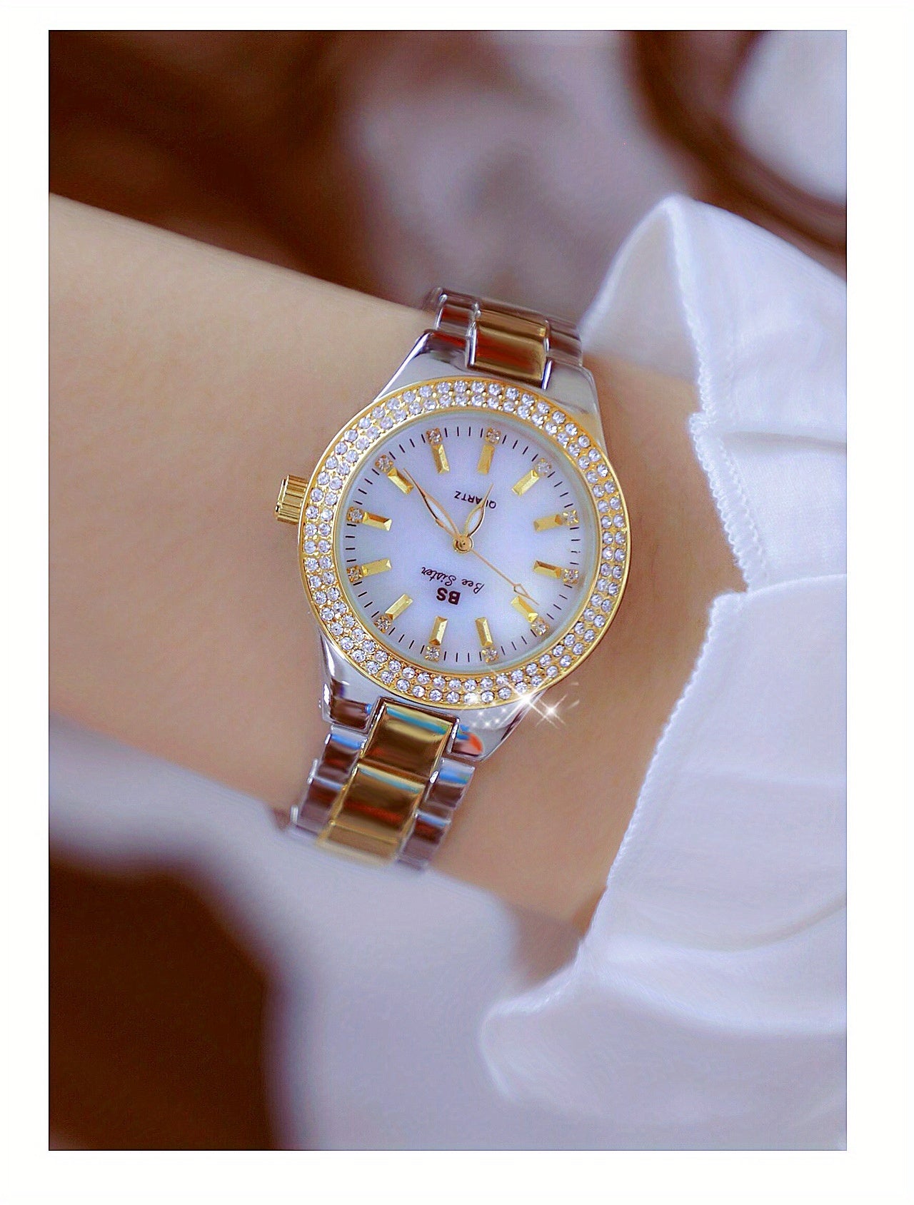 Rhinestone Decor Quartz Watch Casual Analog Party Dress Watch, Gift For Mother's Day Valentine's Day