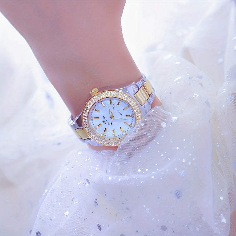Rhinestone Decor Quartz Watch Casual Analog Party Dress Watch, Gift For Mother's Day Valentine's Day