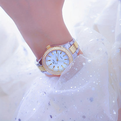 Rhinestone Decor Quartz Watch Casual Analog Party Dress Watch, Gift For Mother's Day Valentine's Day