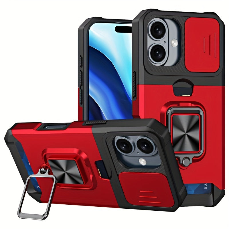 Heavy-Duty Shockproof Phone Case with a Metal Stand And Card Slot, Compatible with for iphone 17 Pro Max, 16 Pro Max, 15 Pro Max, And 14 Pro Max.