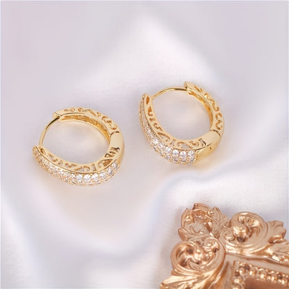READKISS Elegant 18K Golden Plated Hoop Earrings with Micro Pave Synthetic Zirconia for Women – Sparkling Bridal & Fashion Jewelry for Weddings, Parties, and Casual Attire