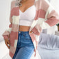 Cozy Striped Colorblock V-neck Cardigan - Super-soft Knit, Loose Fit, Dropped Shoulder - Trendy Womens Winter Wear for Casual Chic