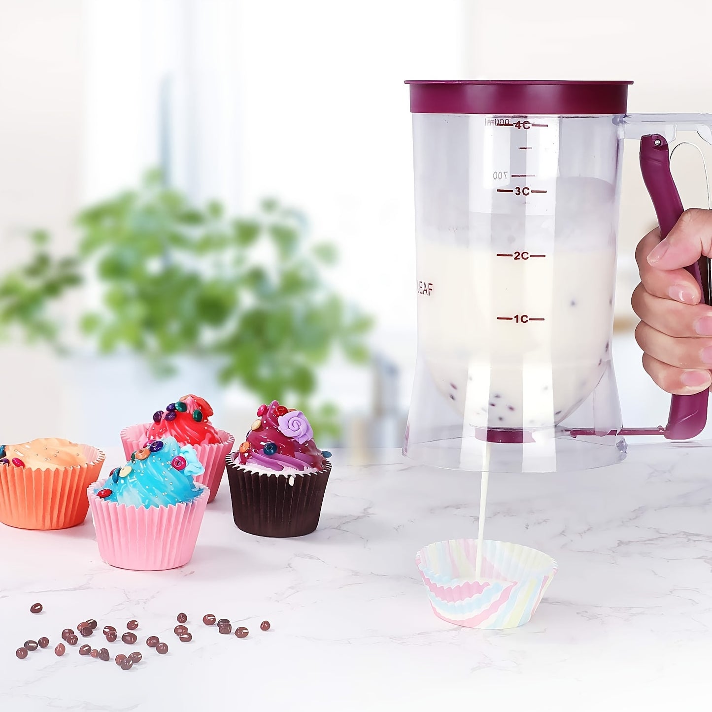 1pc Pancake Cupcake Batter Dispenser, Batter Separator Bakeware Maker with Measuring Label, Perfect Baking Tool for Cupcakes, Waffles, Muffin Mix, or Any Baked Goods